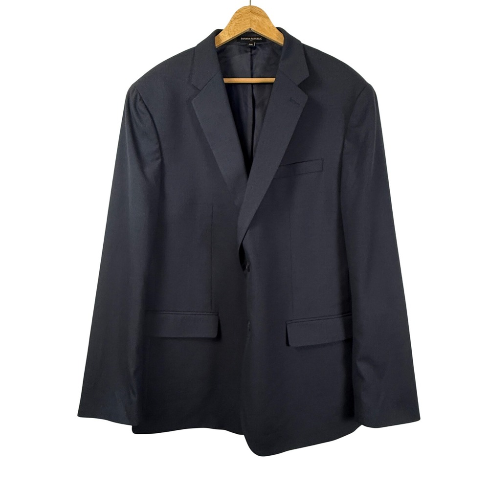 Banana Republic Slim Fit Navy Blue Nailhead 2 Button Blazer Suit Jacket Mens 46R